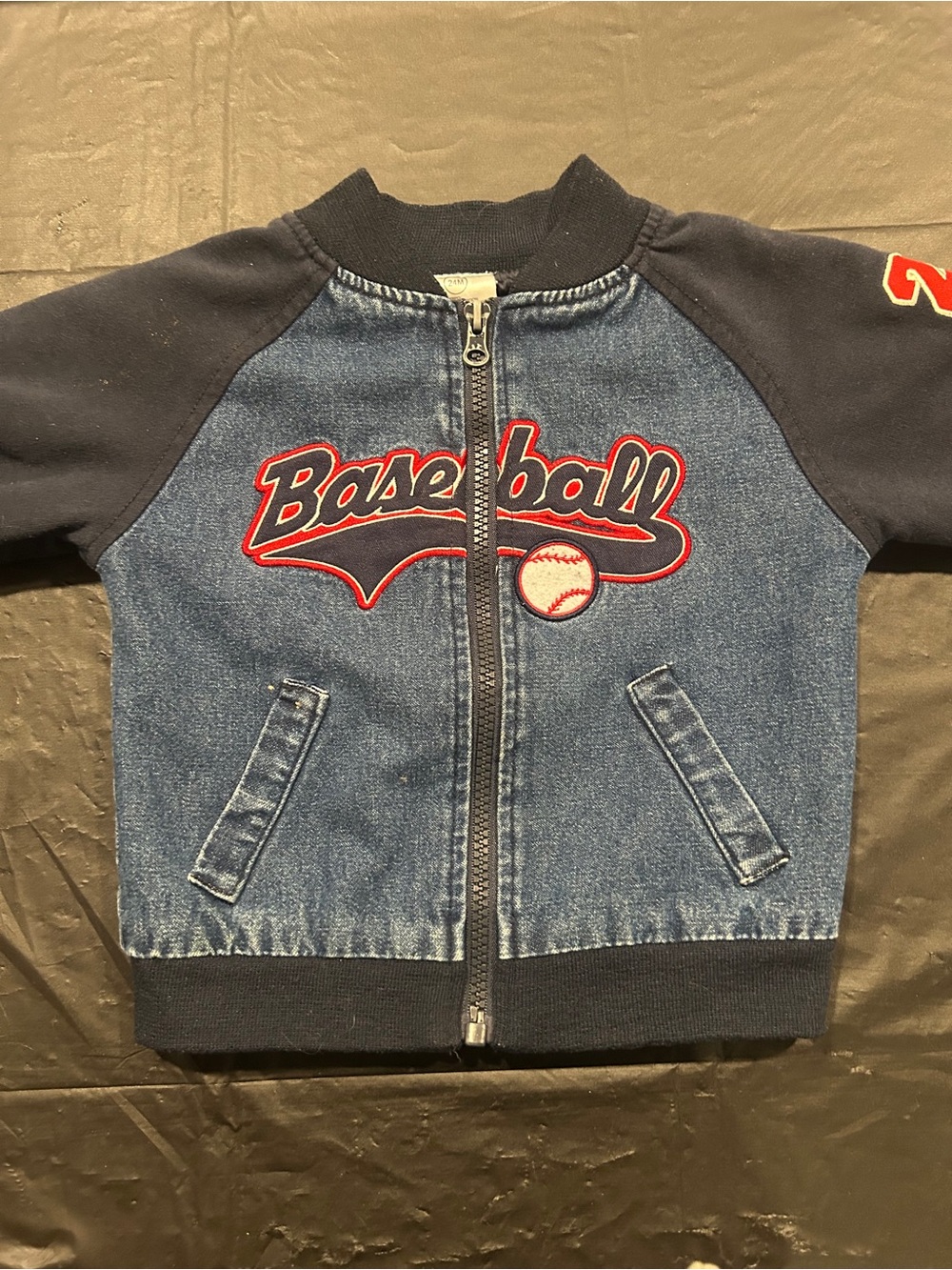 Kids Navy & Denim 'Baseball' Zip Jacket